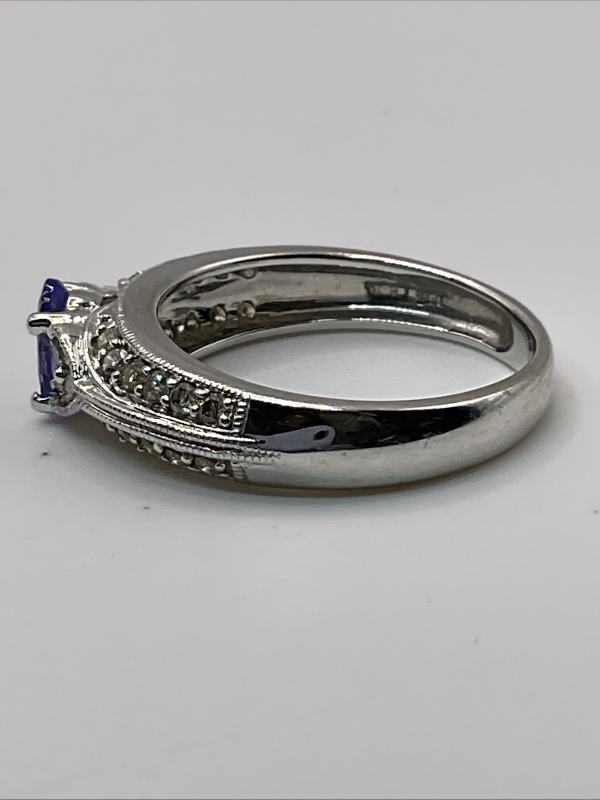 BEAUTIFUL Solid 14K White Gold OvalTanzanite & Di… - image 13