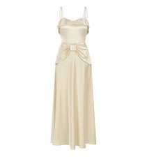 Women Doen Backless Satin Slim Fit A-line Midi Dress Size US 6