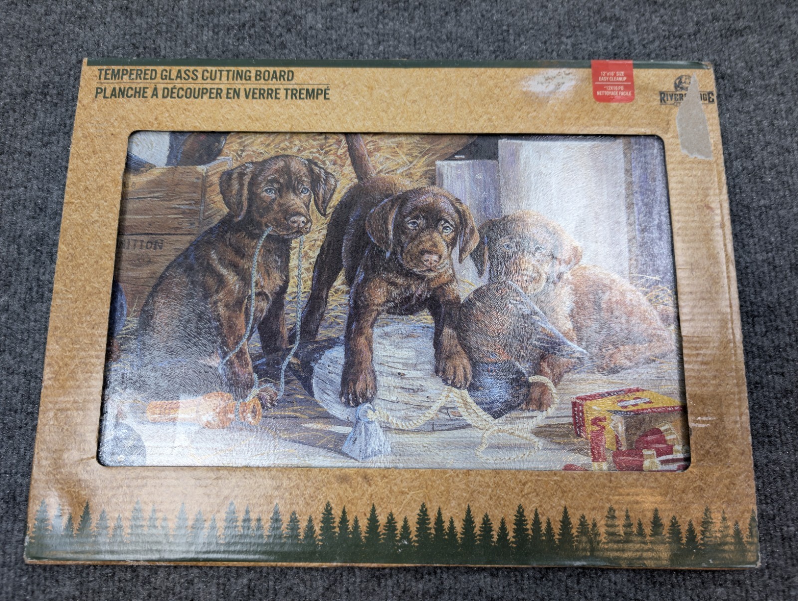 Rivers Edge Products Large 12x16 Tempered Glass Board Puppies Hunting