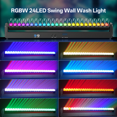 480W 24LED Wall Washer Party Light DMX RGBW Strobe Beam Moving Head Bar Lights