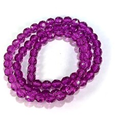 Orchid Purple Coated Czech Fire Polished Round Faceted Glass Beads
