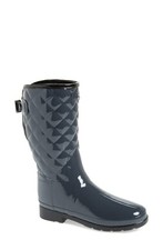 Image of Hunter Refined Short Quilted Gloss Women's Rain Boots, Dark Slate, W5