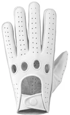 Men's Lambskin Real Chauffer Leather Gloves White Size XL