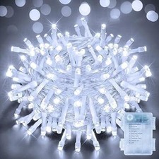Fairy Lights Battery Operated 10m 100 LEDs Bright 8 Lighting Modes Cool White