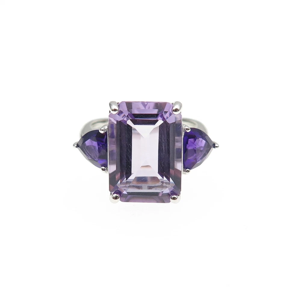 JCL Colleen Lopez 925 Sterling Real Emerald & Triangle-Cut Amethyst Ring Size 6 - Image 3 of 4