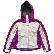 Womens The North Face Hyvent Jacket Sz M Hooded Windbreaker Purple White