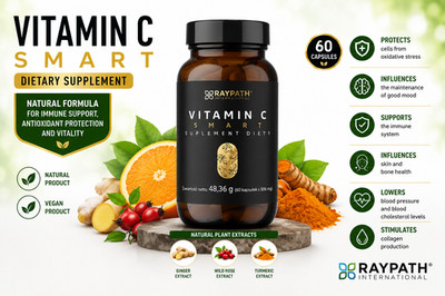 RAYPATH Vitamin C Smart 60 Kapseln Vegan Immununterstützung Natürliche Extrakte