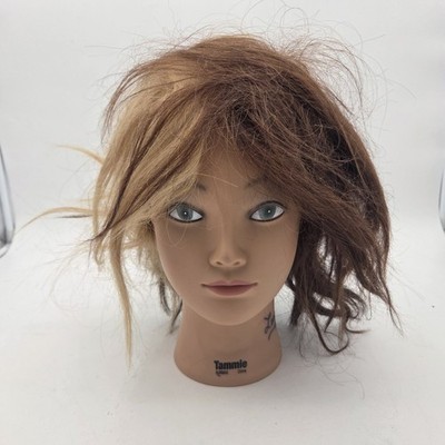Burmax Tammie Cosmetology Mannequin Head Human Hair 3 Colors Highlights Prop