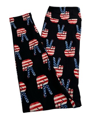 LuLaRoe Leggings OS One Size PEACE Star USA HIPPIE America FLAG Woodstock Casual