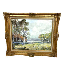 Original Gordon Marle Acrylic Painting Gold Gilt Framed Landscape Art Work