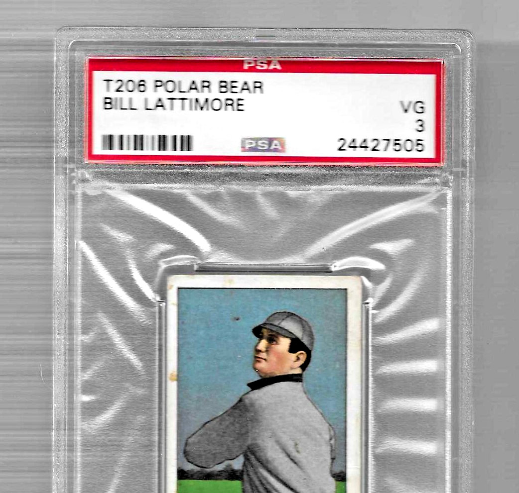 1909-1911 T206 POLAR BEAR TOBACCO BASEBALL CARD PSA 3 BILL LATTIMORE TOLEDO view 2