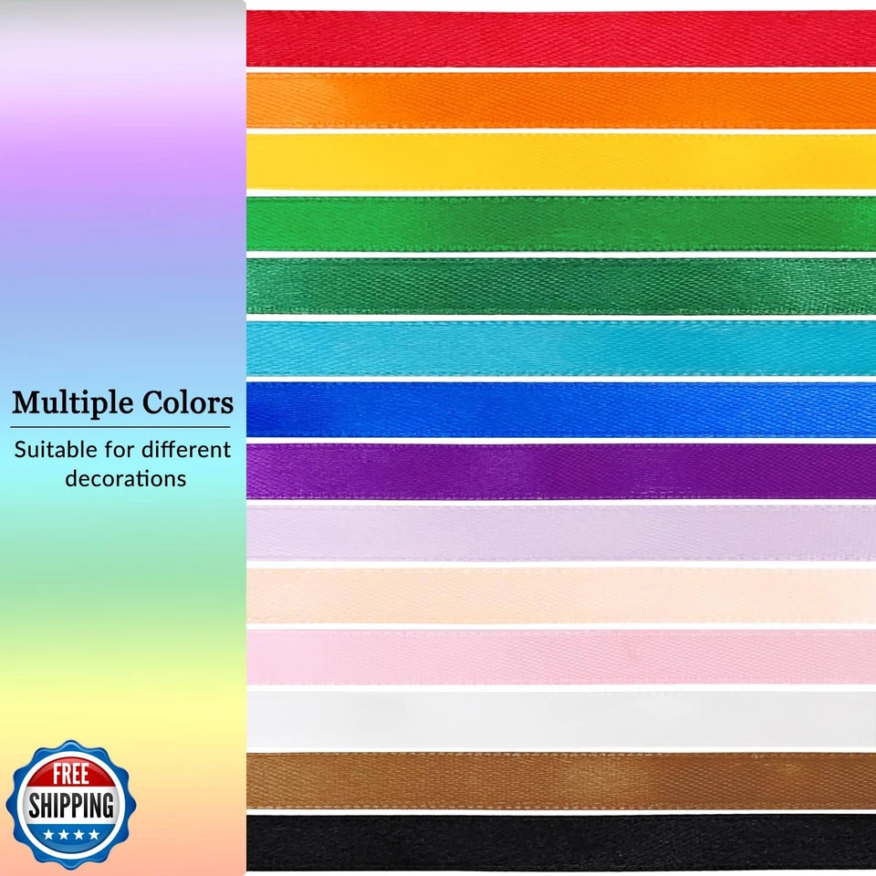 25 Yard Satin Ribbon Roll, 3/8 Inch Fabric Ribbon for Craft Bows Rose Bouquet - Image 4 of 4