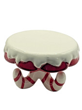 NEW MINI SINGLE INDIVIDUAL CUPCAKE STAND CHRISTMAS PEPPERMINT SWIRL CERAMIC