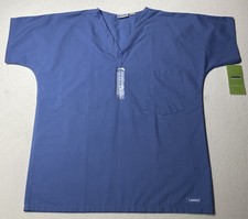 Landau Essential Blue Unisex Adults Reversible V Neck Scrub Top Size Small 7502