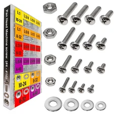 EEEEE 725pcs Phillips Pan Head SAE Machine Screw, silver 