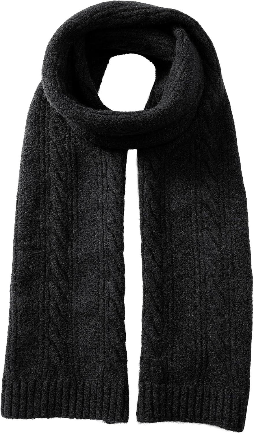 Winter Scarf for Women, Warm Long Cable Knit Scarf, Cashmere Wool Wrap Chunky La