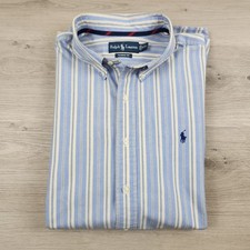 Ralph Lauren Shirt Mens XXL Multicolor Long Sleeve Button Up Striped Cotton Vtg