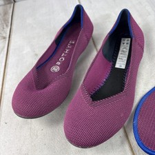 Rothy's The Round Toe Ballet Flats Slip On Knit Purple Shoes US6