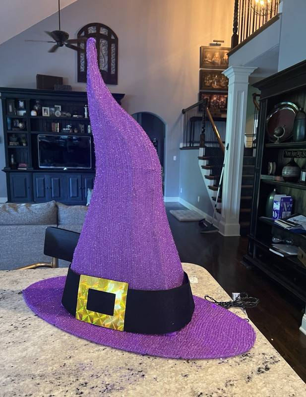 Spooky Moods LED Lighted Glitter Witch Hat Yard Decor Purple 2.49 ft