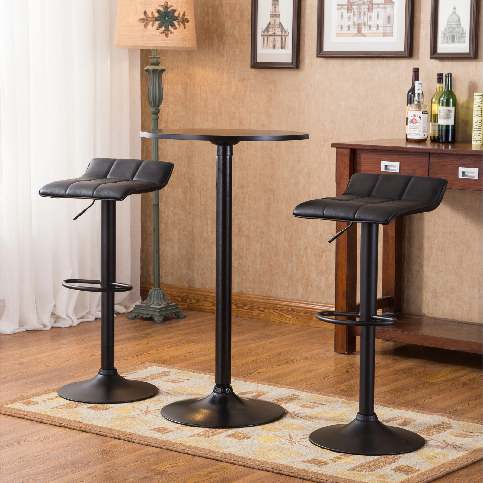 Roundhill Furniture Belham Black Metal Bar Table and Black