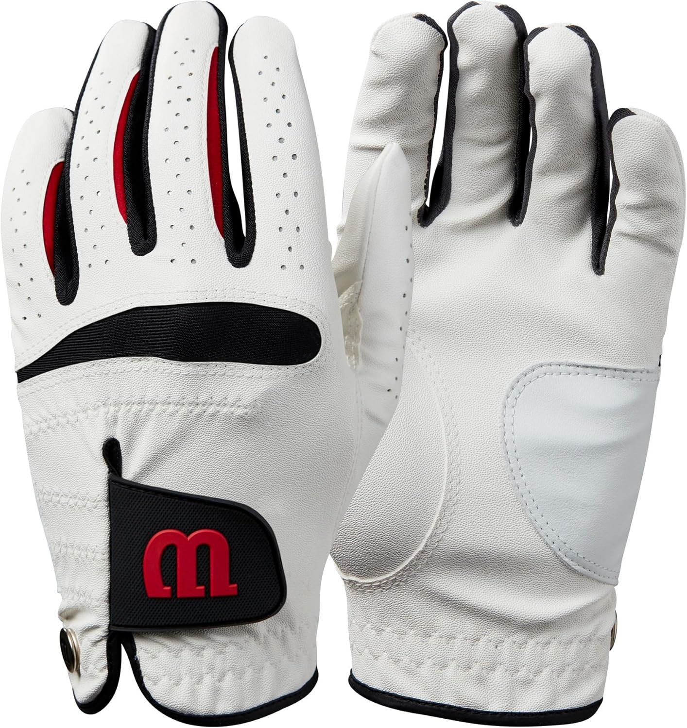 NEW Wilson Feel Plus Men's Large Left Hand White Black & Red Golf Glove