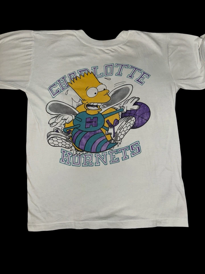 Charlotte Hornets Bart Simpson XL Vintage 90s T Shirt NBA Basketball Sports Tee - Image 2 of 2