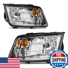 Adcarlights Headlight Assembly Pair For 1999-2005 Volkswagen Jetta Mk4 Clear