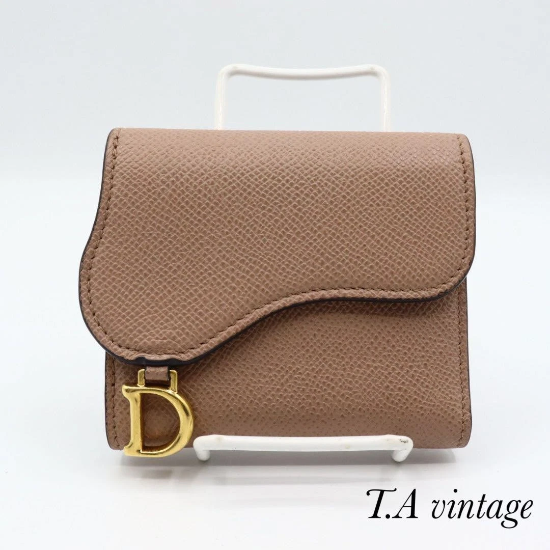 Portefeuille Christian Dior selle cuir rose occasion authentique
