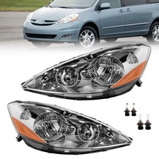Chrome Halogen Front Lamps Headlights For 2006-2010 Toyota Sienna Lr Wbulbs Chrome Halogen Front Lamps Headlights For 2006-2010 Toyota Sienna Lr Wbulbs