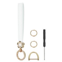 Leder SchlüSselanhäNger Auto SchlüSselanhäNger Halter Mit Blume Gold/Weiß