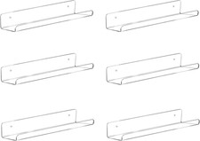 Vinyl Record Shelf Wall Mount,12 Inch Magazine Display Shelves,6 Pack,Acrylic Al