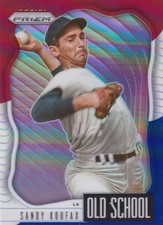 2021 Panini Prizm Old School Red White and Blue prizm Sandy Koufax card #OS-7.