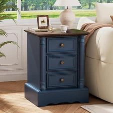 Nightstand with 3 Drawers, Rustic Night Stand 18' Wide Side Table with Storage,