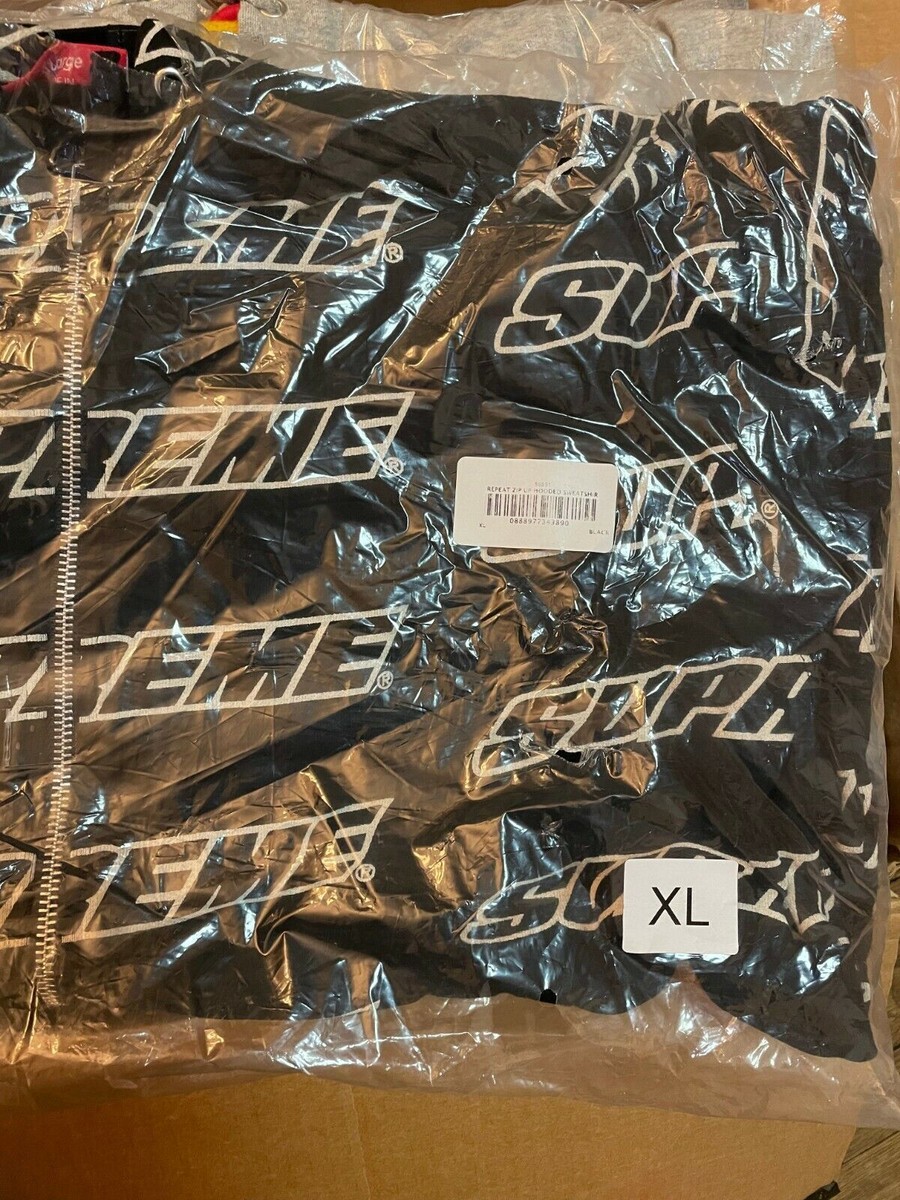 BRAND NEW SS18 SUPREME REPEAT ZIP UP HOODED SWEATSHIRT HOODIE
