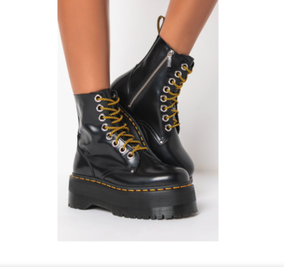 DR. MARTENS JADON MAX COMBAT PLATFORM BOOTS IN BLACK OXFORD
