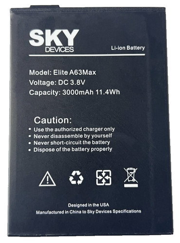 FOR SKY Devices Elite A63 Max Battery Replacement 3000mAh 11.4Wh Li-ion OEM PART