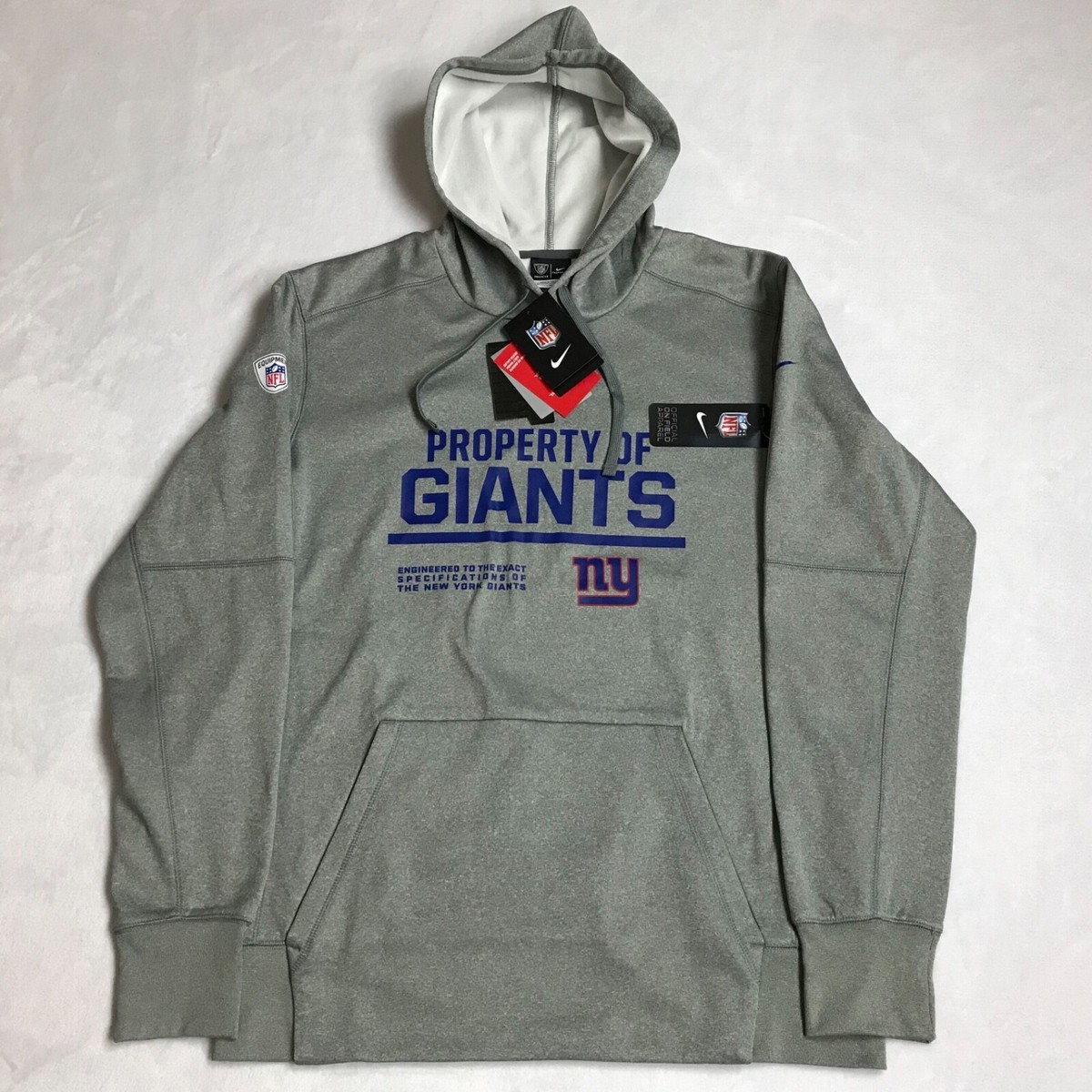 Nike NY Giants NFL Hoodie Pullover Therma-Fit Men's SZ M Grey