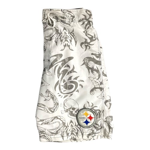 RARE PITTSBURGH STEELERS NFL Board Shorts Swim Trunks Mens M Skull Snake Tribal - Picture 15 of 18