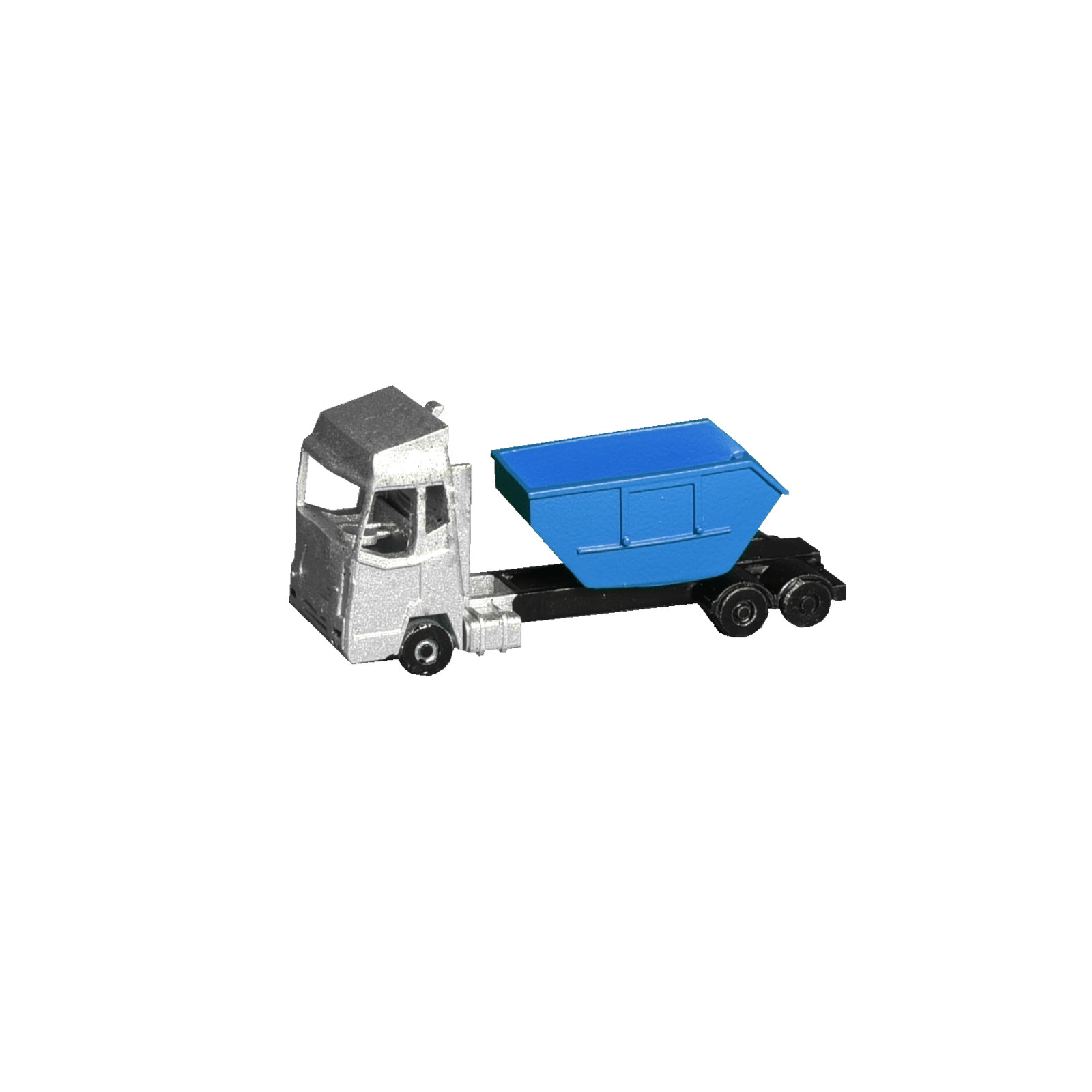 LKW Hakenwagen mit Container blau grundiert, Spur N, starr