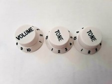 Set of 3 White Guitar Knobs - 4mm shaft