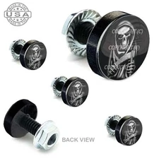 5 Black Aluminum Motorcycle Windshield Bolt Kit -  GRIM REAPER SKULL - 049