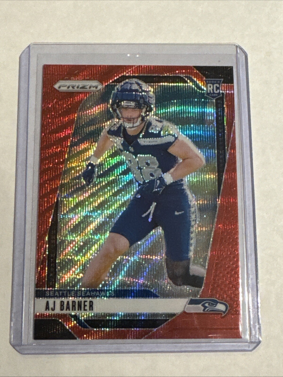 AJ Barner 2024 Panini Prizm Red Wave Rookie /149 Seattle Seahawks #304