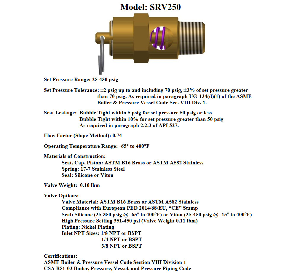 125 PSI BRASS SAFETY RELIEF VALVE FOR AIR COMPRESSOR TANK, PRESSURE SWITCH
