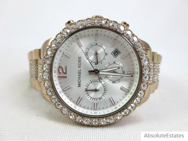 NEW Michael Kors Oversized Layton Pale Rose Gold Glitz Crystal