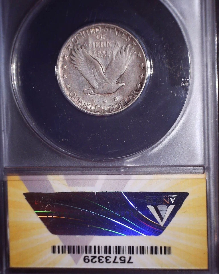1927-S Standing Liberty Quarter, ANACS VF 30, Key Date!! - Image 2 of 2
