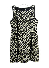 J Crew Sheath Dress Sleeveless Black White Linen Size 8