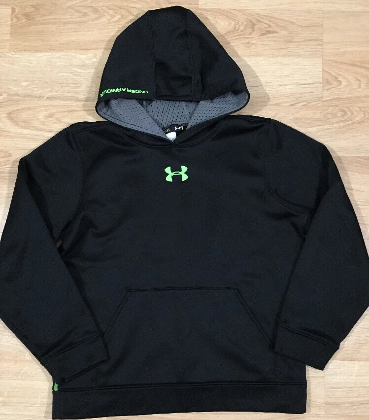 UNDER ARMOUR Hoodie Youth Large Loose Black And Lime Green