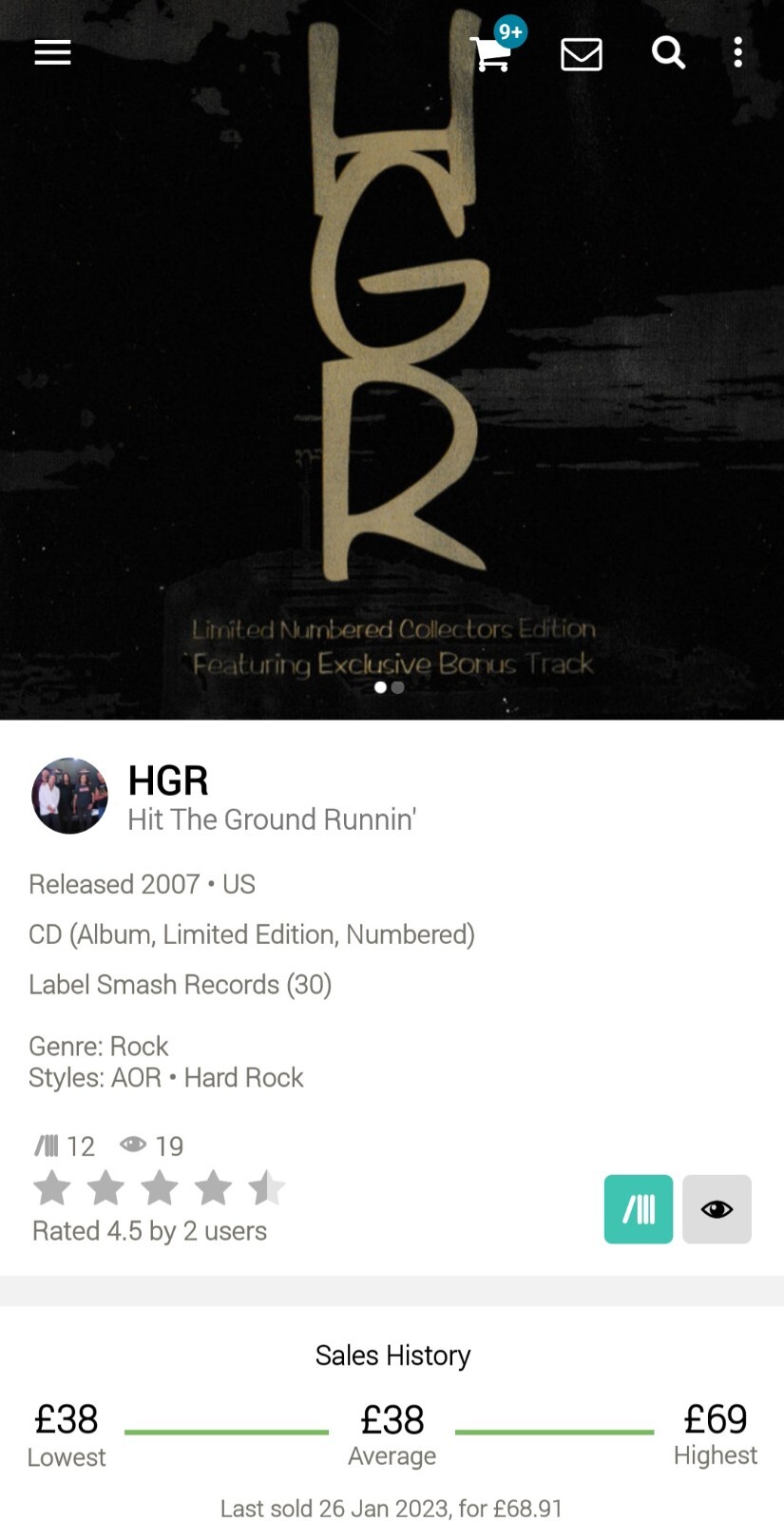 Hit Ground Runnin' ~ HGR Numbered Edition #091 CD 2007 Hi-Tech AOR Melodic Rock