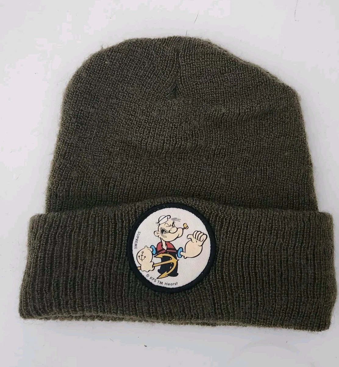 FW10 Supreme Popeye bonnet laine olive vintage de 2010 made in USA très rare 