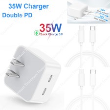 For iPhone 14/13/12/11/Pro/8 35W Dual USB-C Fast Charger Adapter Type C PD Cable